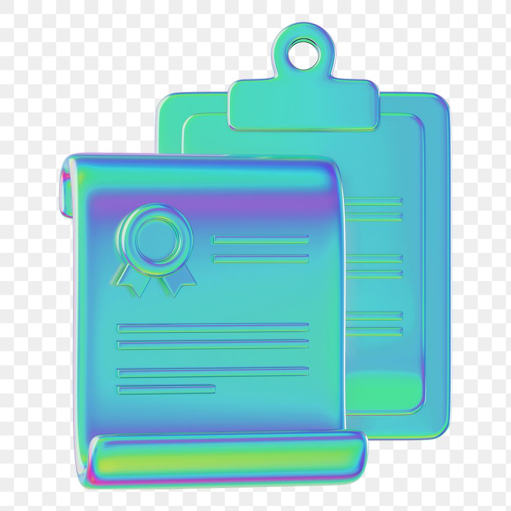 Blue metallic certificate png 3D, transparent background
