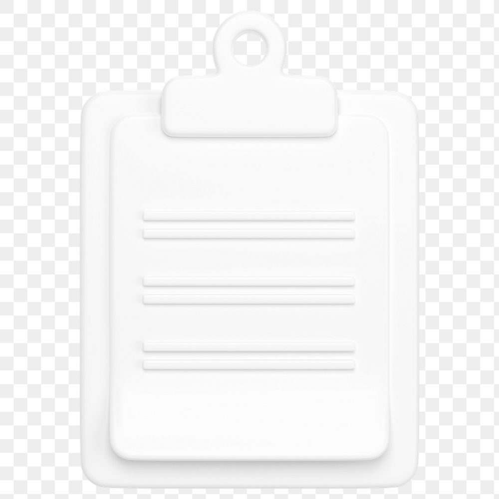 White clipboard paper png 3D, transparent background