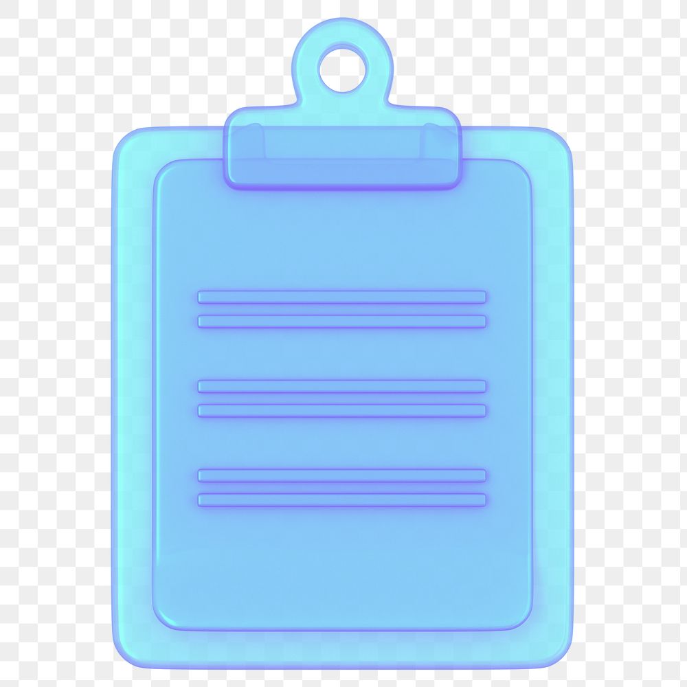 Blue  clipboard paper png 3D, transparent background