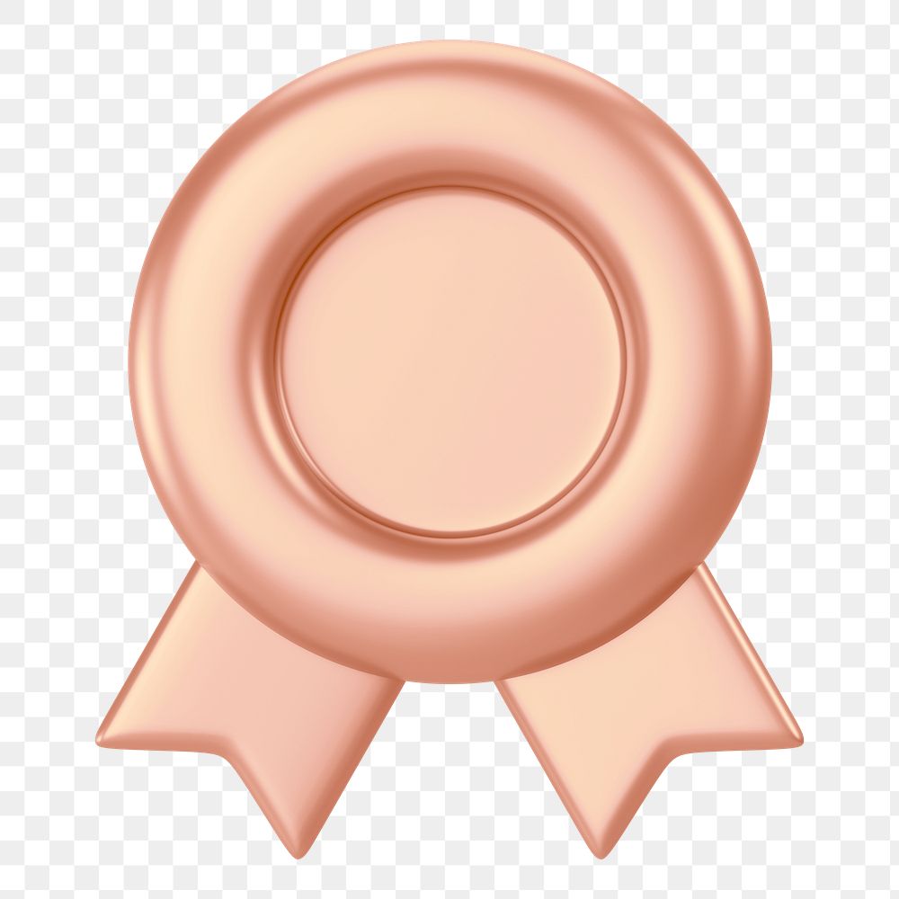 Rose gold winner badge png 3D, transparent background