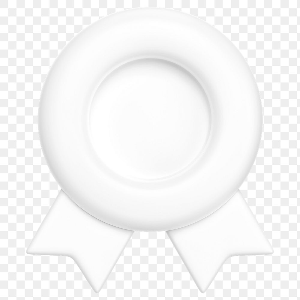 White winner badge png 3D, transparent background