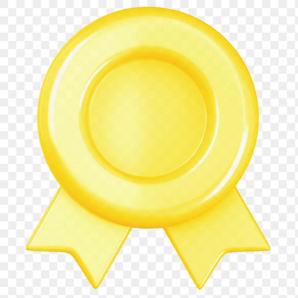 Yellow winner badge png 3D, transparent background