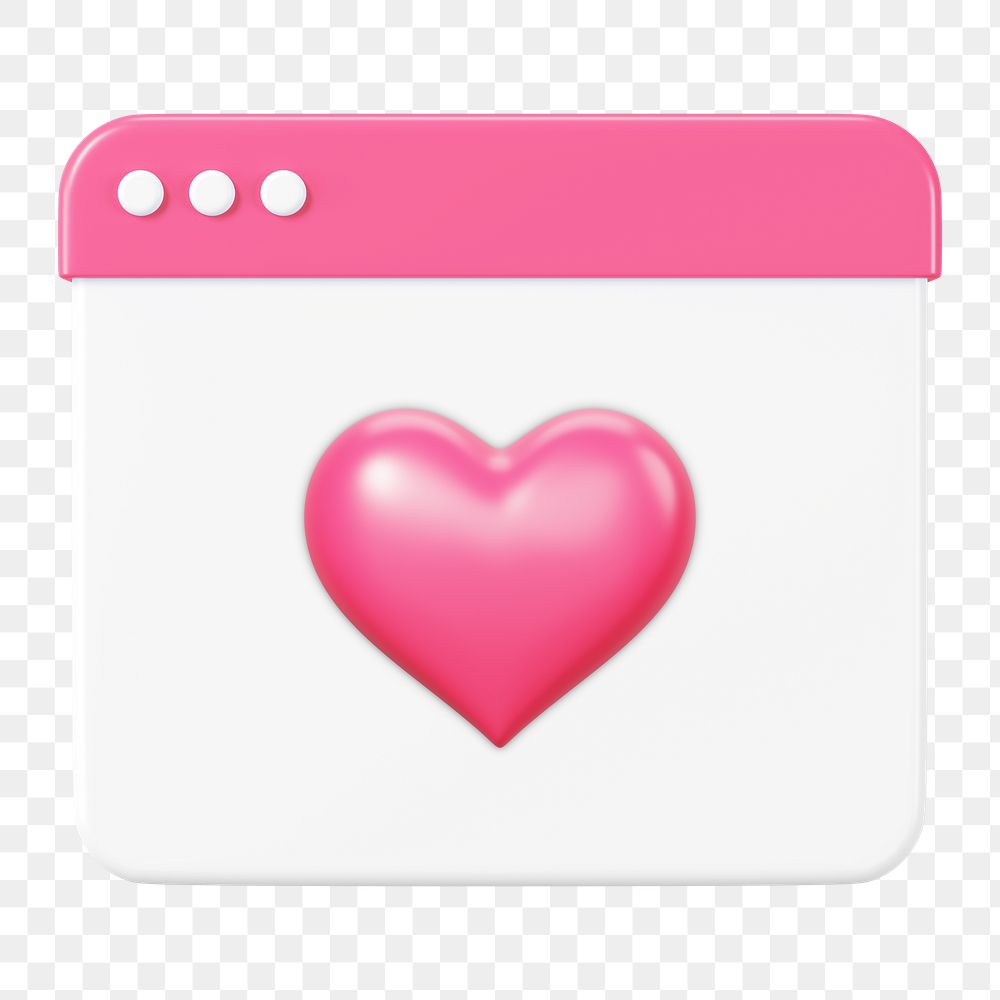 Pink heart calendar png 3D element, transparent background