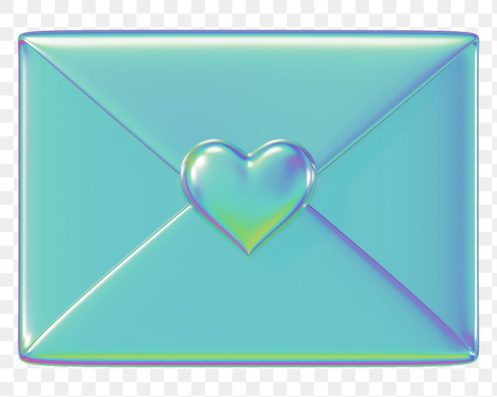 Metallic love letter png, 3D Valentine's illustration, transparent background