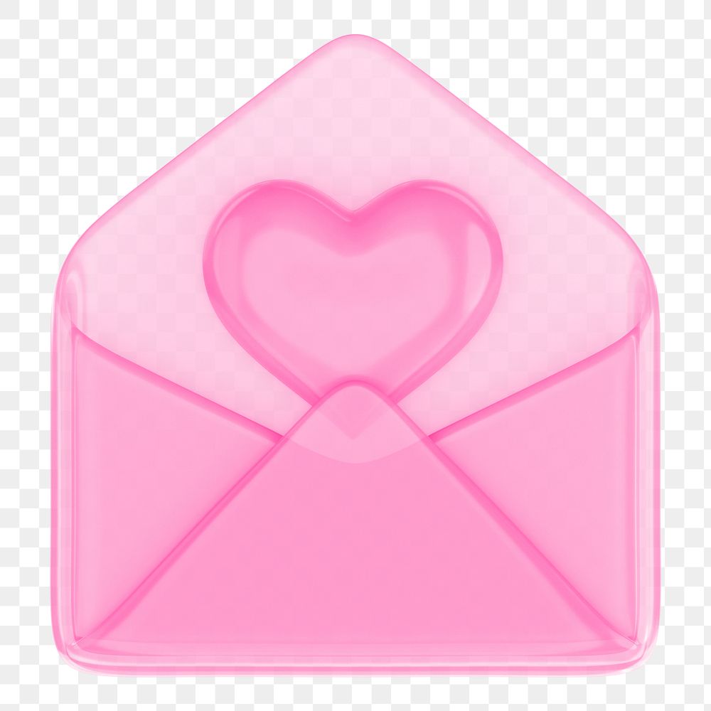 Pink love letter png, 3D Valentine's illustration, transparent background