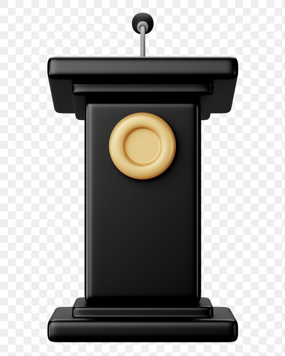 Black speaker podium png 3D, transparent background