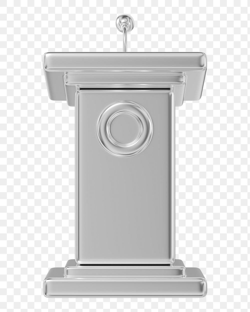 Silver speaker podium png 3D, transparent background