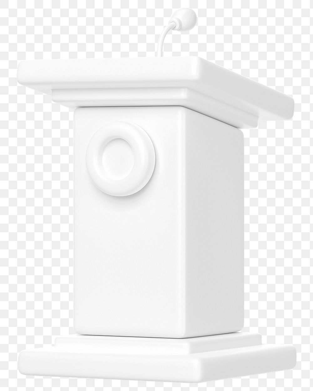 White speaker podium png 3D, transparent background