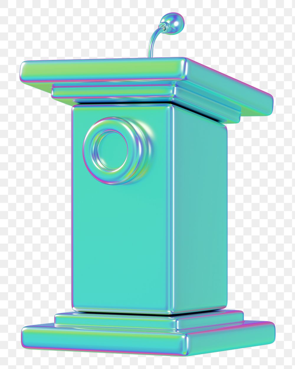 Metallic speaker podium png 3D, transparent background