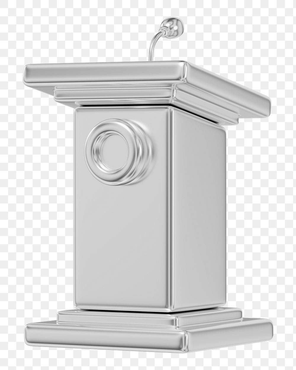 Silver speaker podium png 3D, transparent background