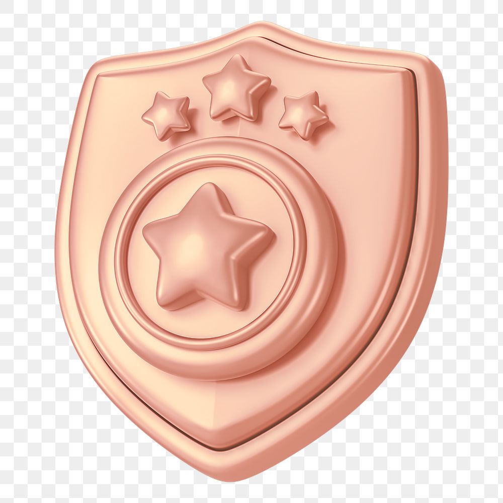 Copper police badge png 3D element, transparent background