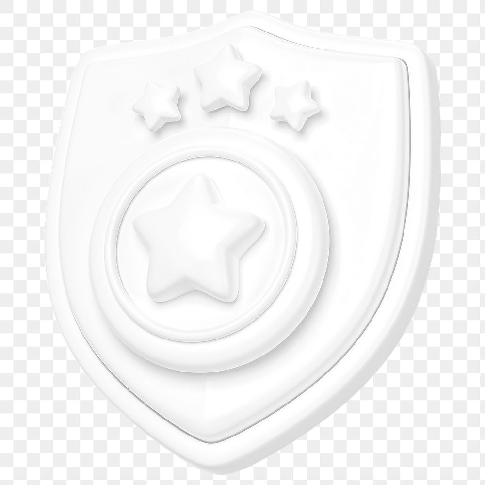 White police badge png 3D element, transparent background