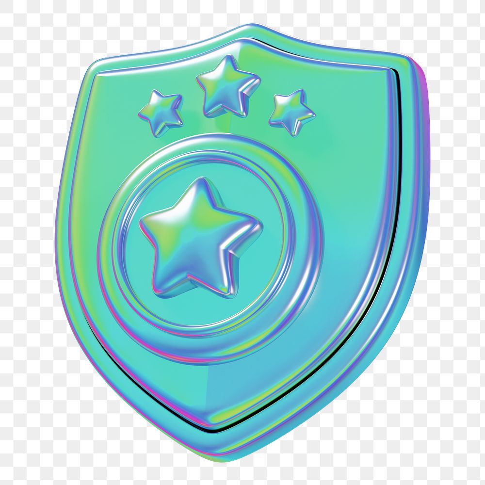 Metallic police badge png 3D element, transparent background