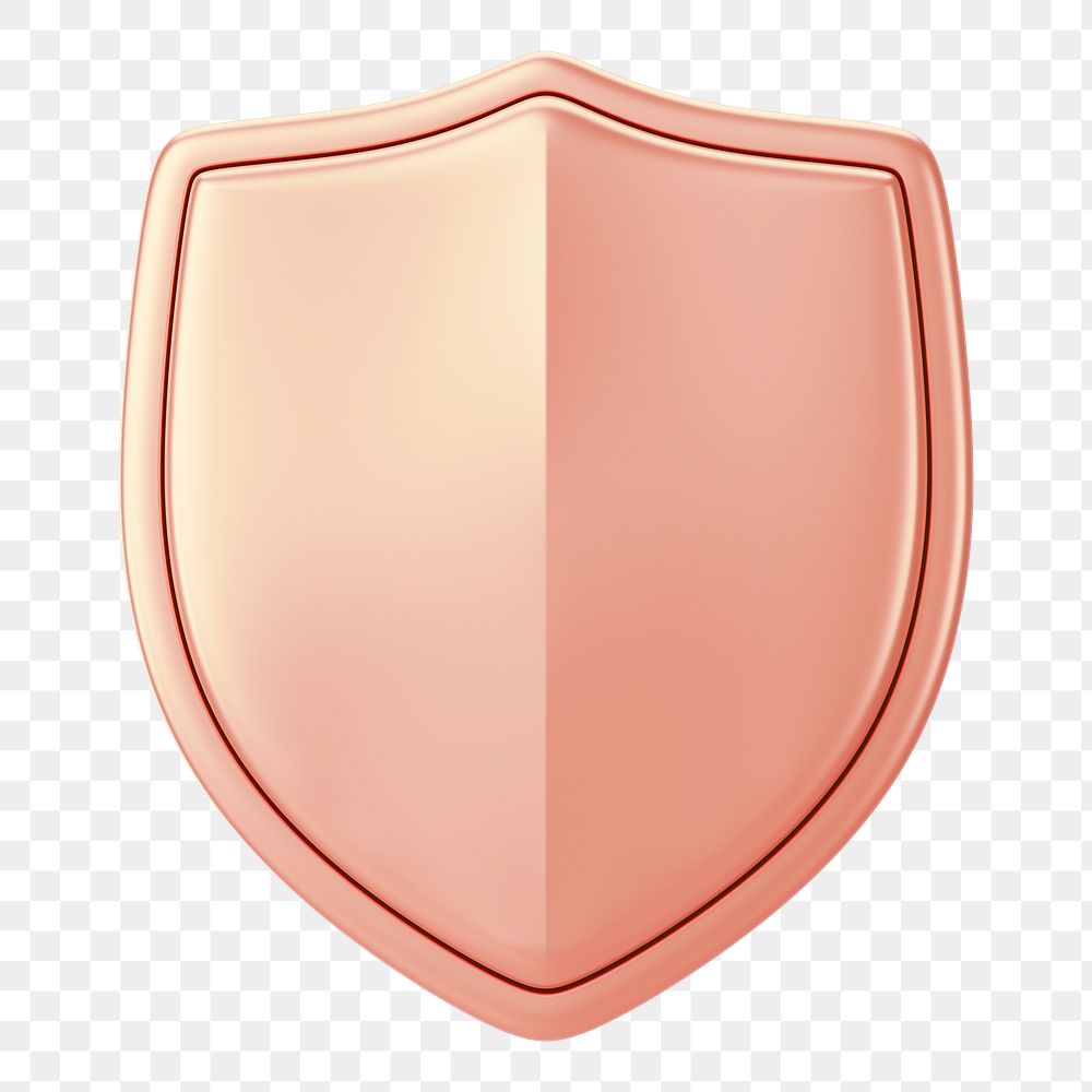Rose gold shield png 3D element, transparent background