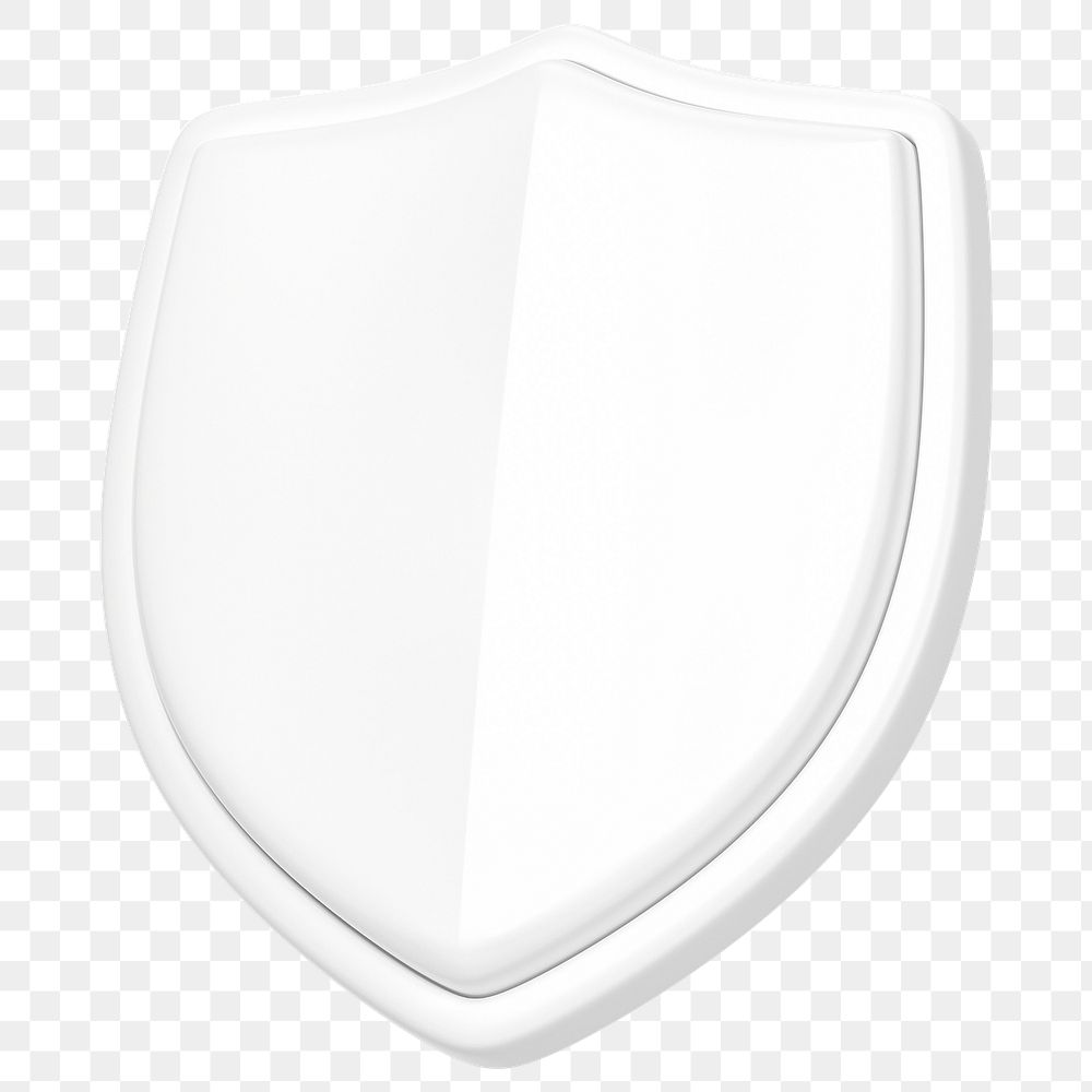 White shield png 3D element, transparent background