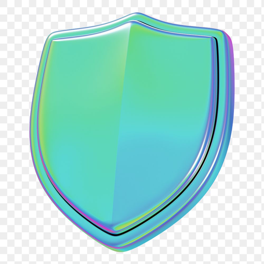 Blue metallic shield png 3D element, transparent background