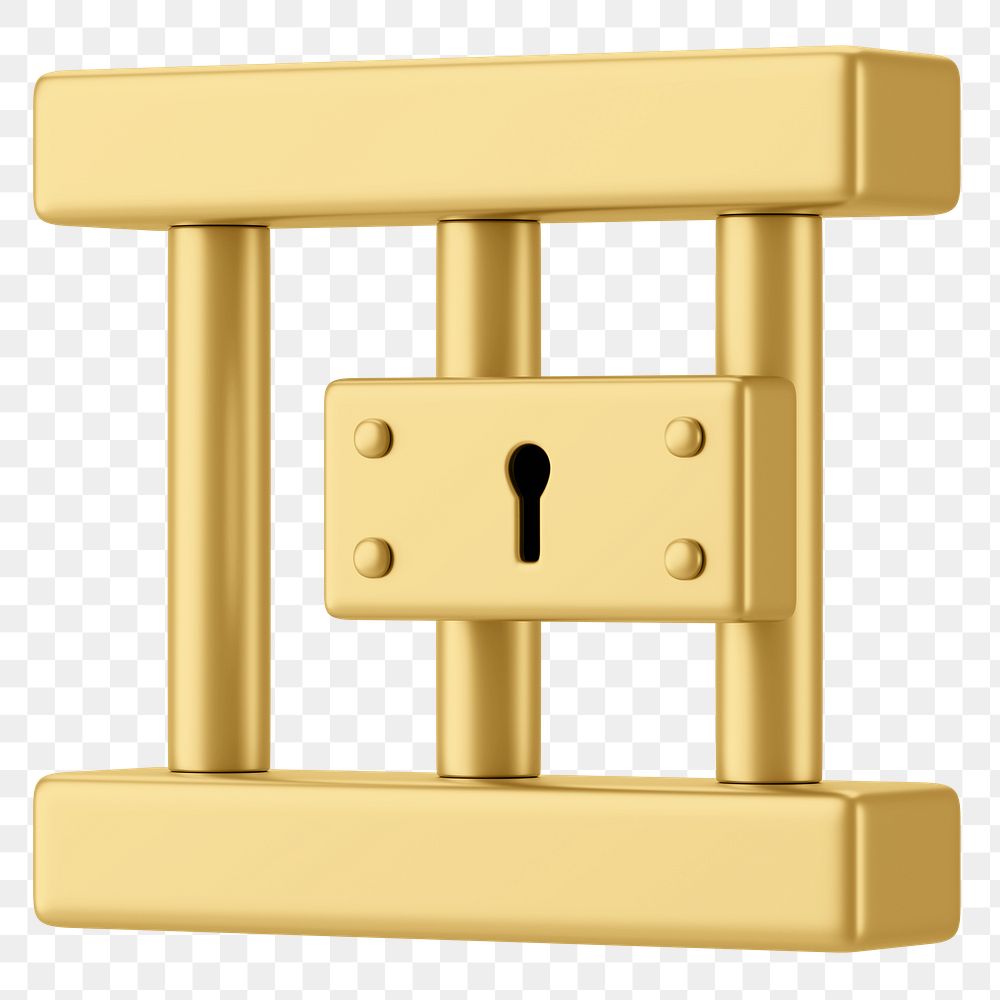 Gold prison cell png 3D element, transparent background