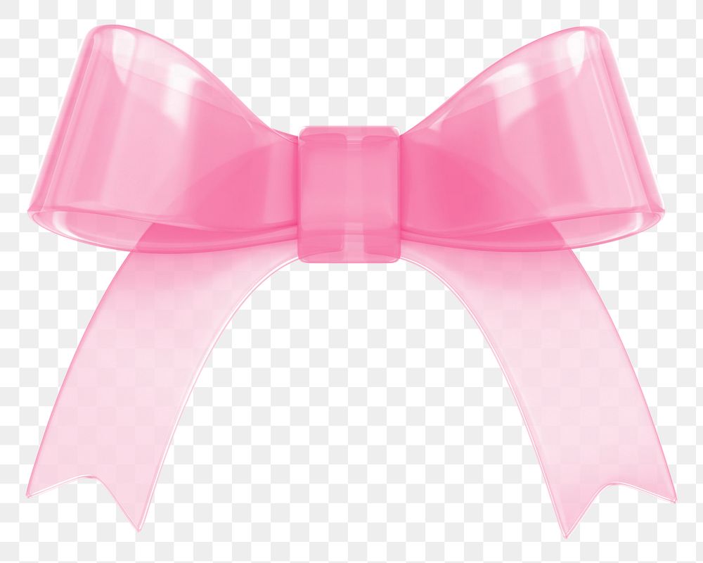 Pink ribbon bow png 3D element, transparent background