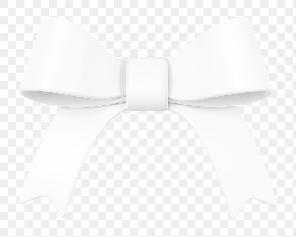 White ribbon bow png 3D element, transparent background