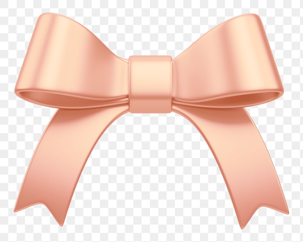 Rose gold ribbon bow png 3D element, transparent background