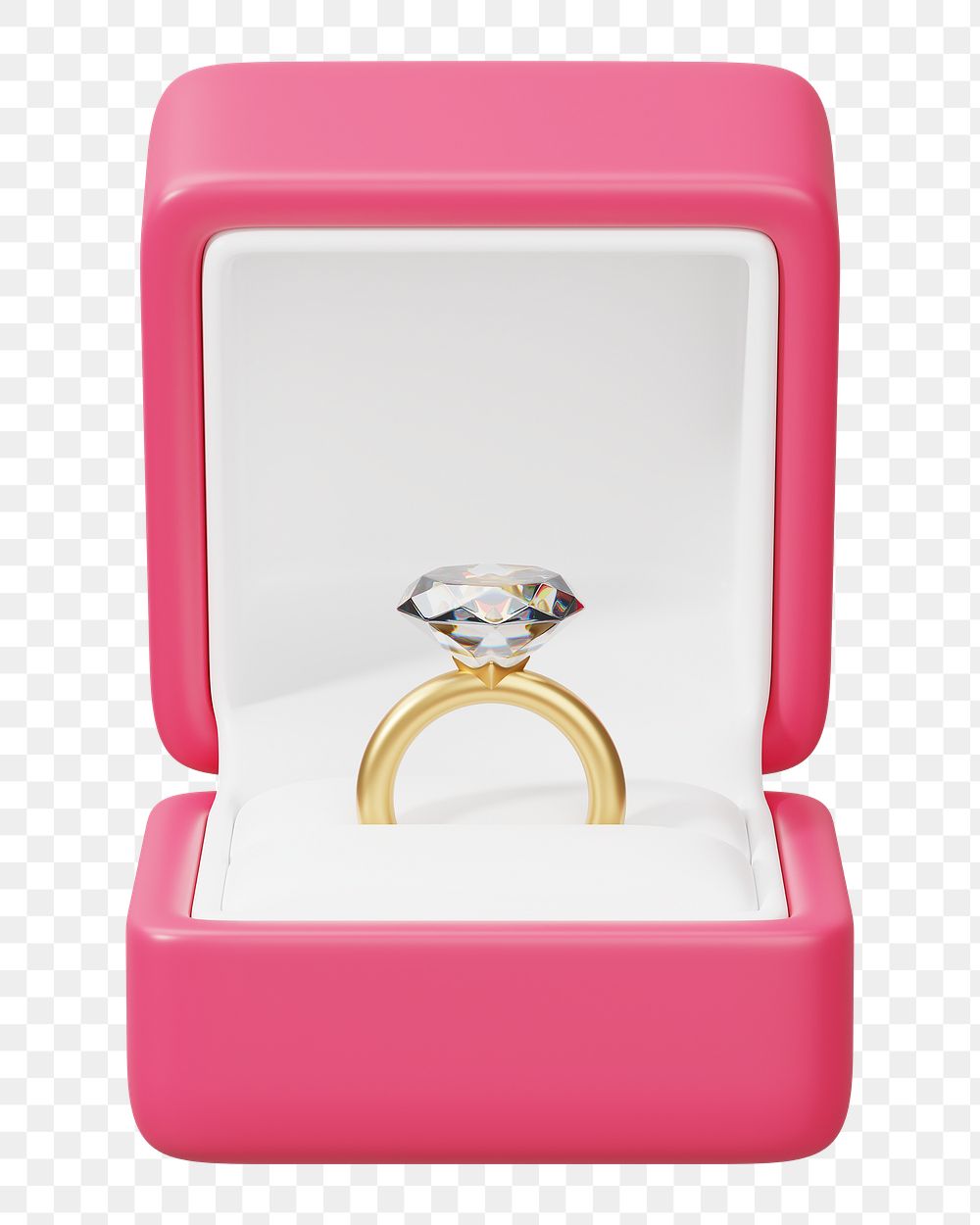 Pink engagement ring box png 3D illustration, transparent background
