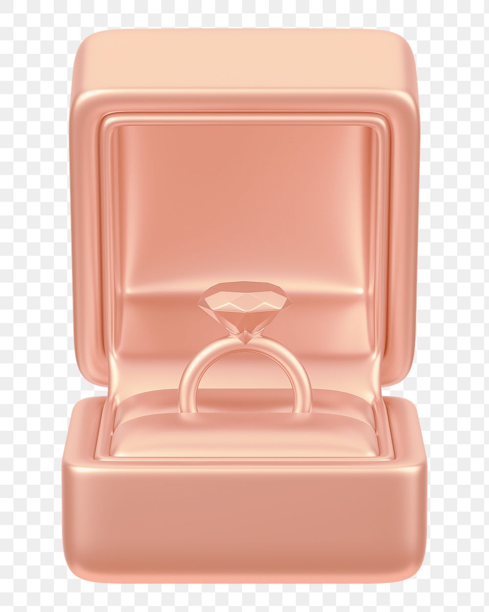 Copper engagement ring box png 3D illustration, transparent background
