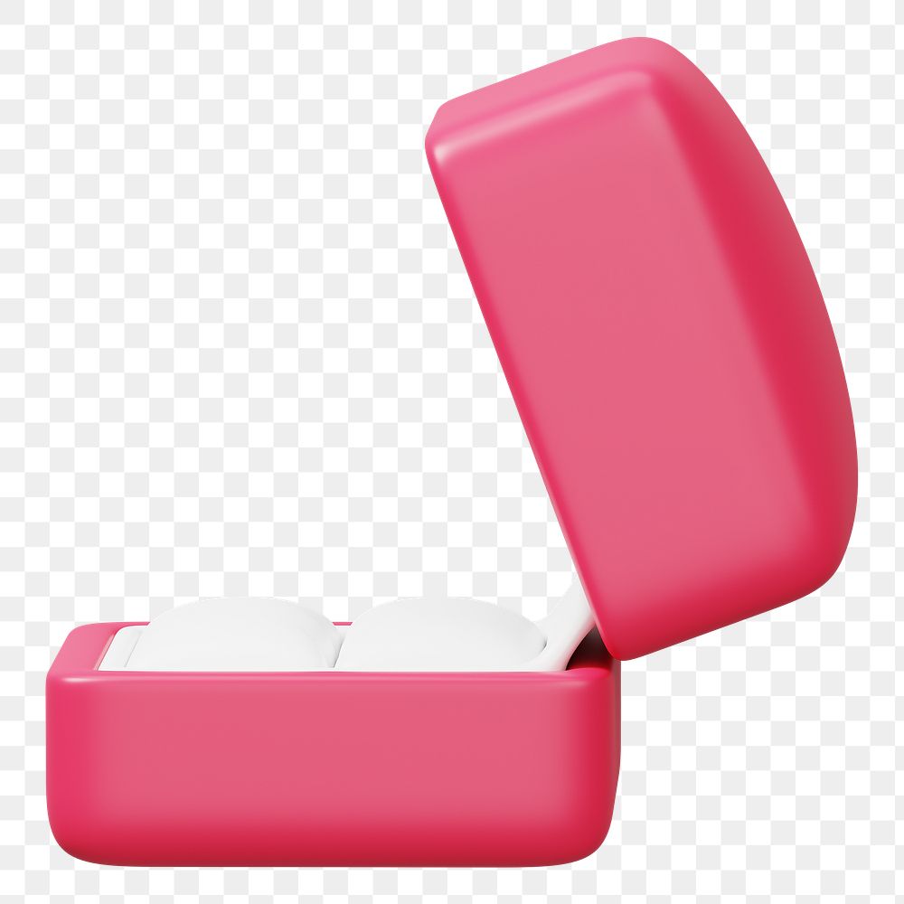 Pink ring box png 3D illustration, transparent background