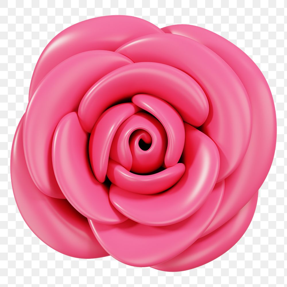 Pink rose png flower, 3D illustration, transparent background