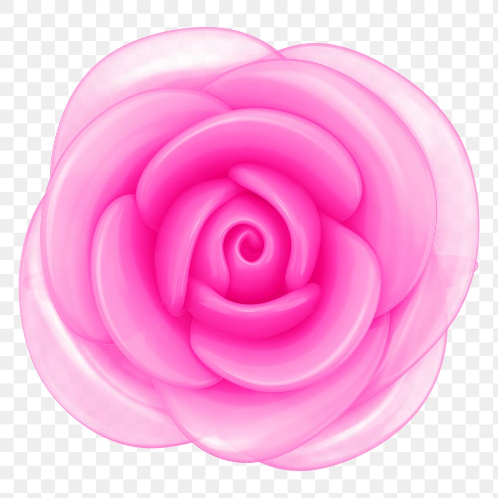 Pink rose png flower, 3D illustration, transparent background