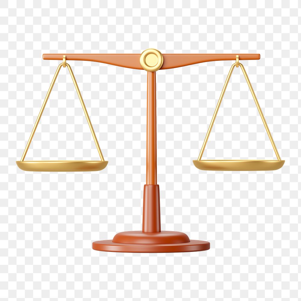 Scale of Justice png 3D element, transparent background