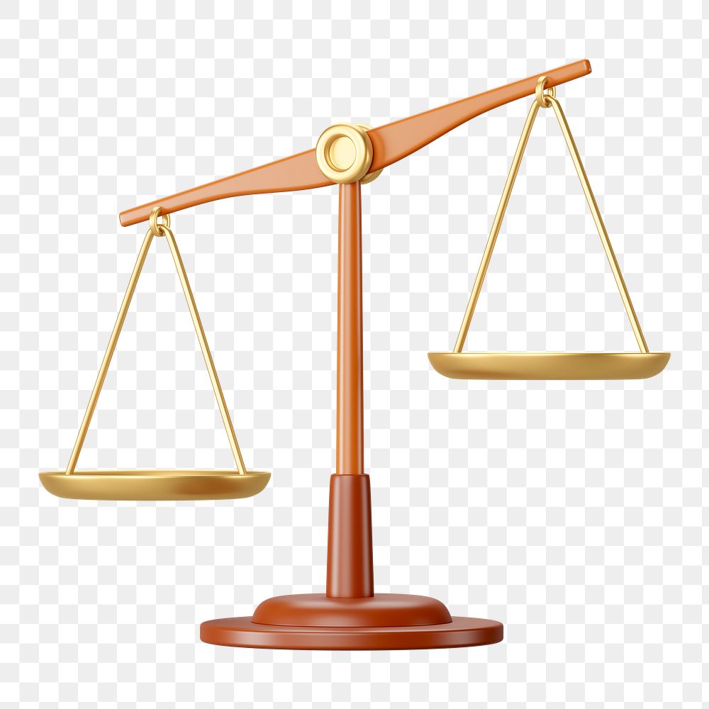 Scale of Justice png 3D element, transparent background