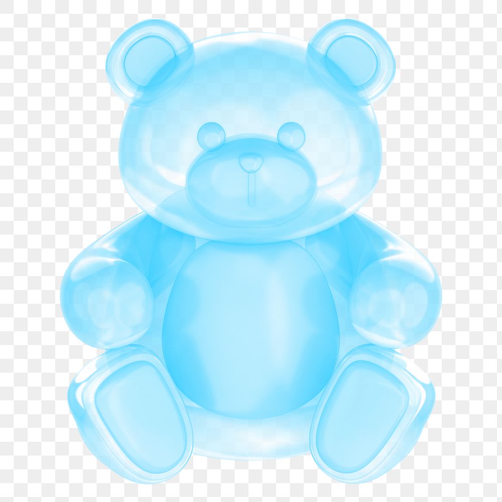 Blue teddy bear png, 3D illustration on transparent background