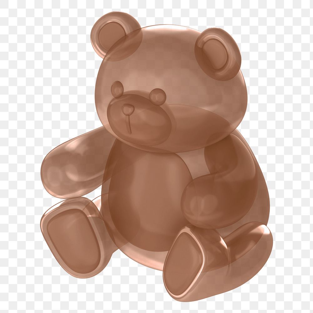 Brown teddy bear png 3D illustration, transparent background