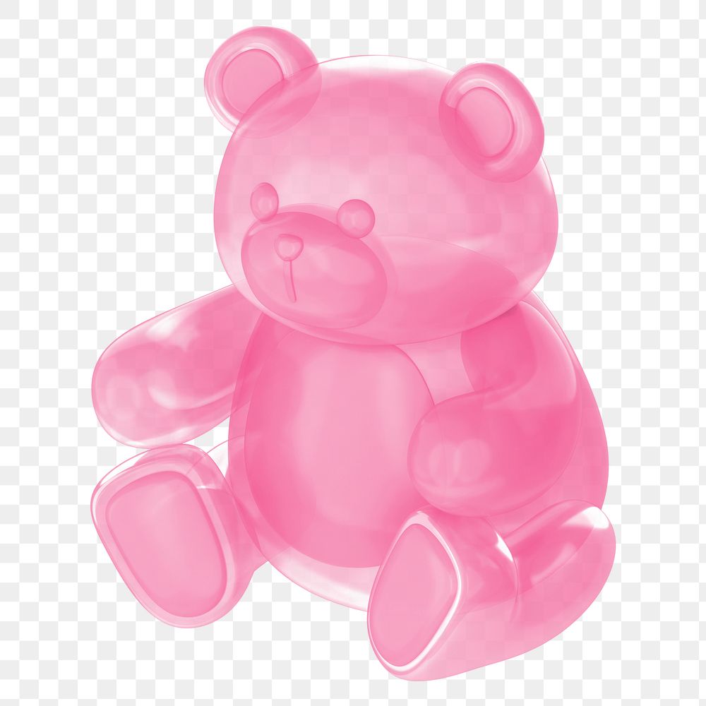 Pink teddy bear png, 3D illustration on transparent background