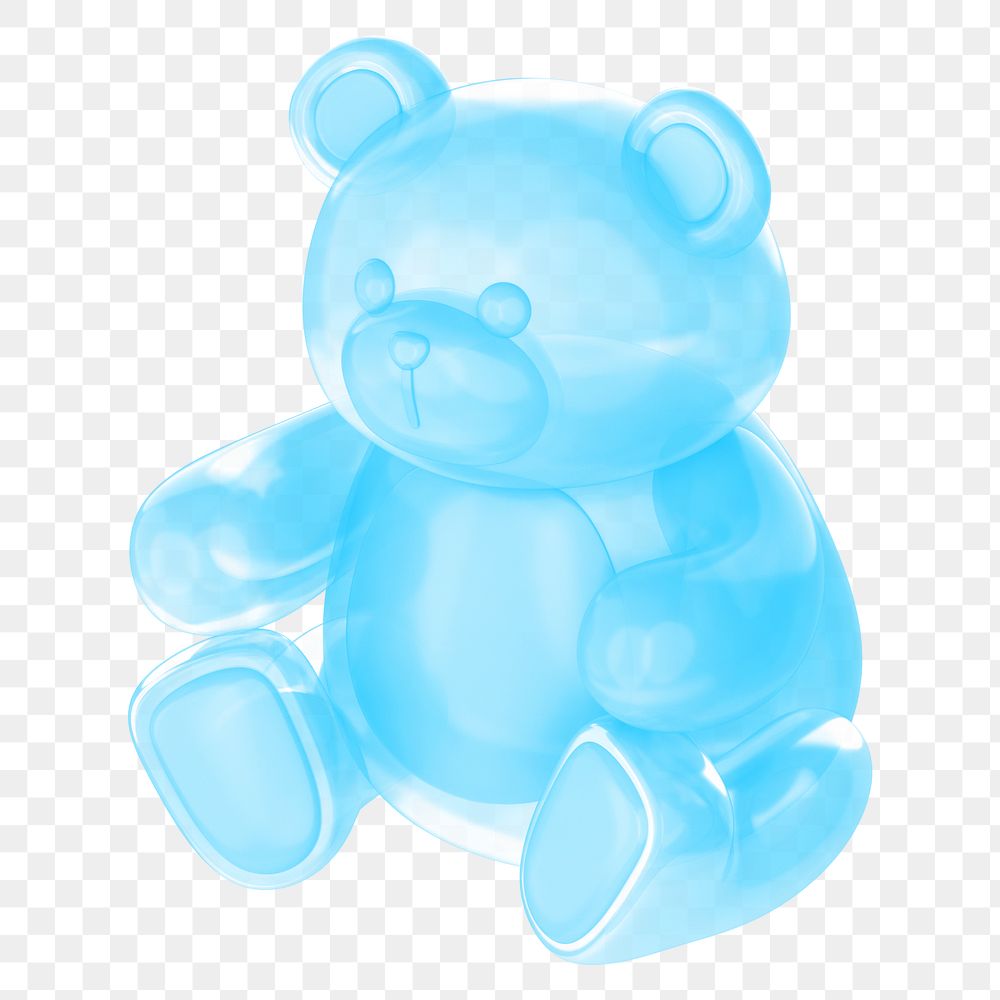 Blue teddy bear png, 3D illustration on transparent background