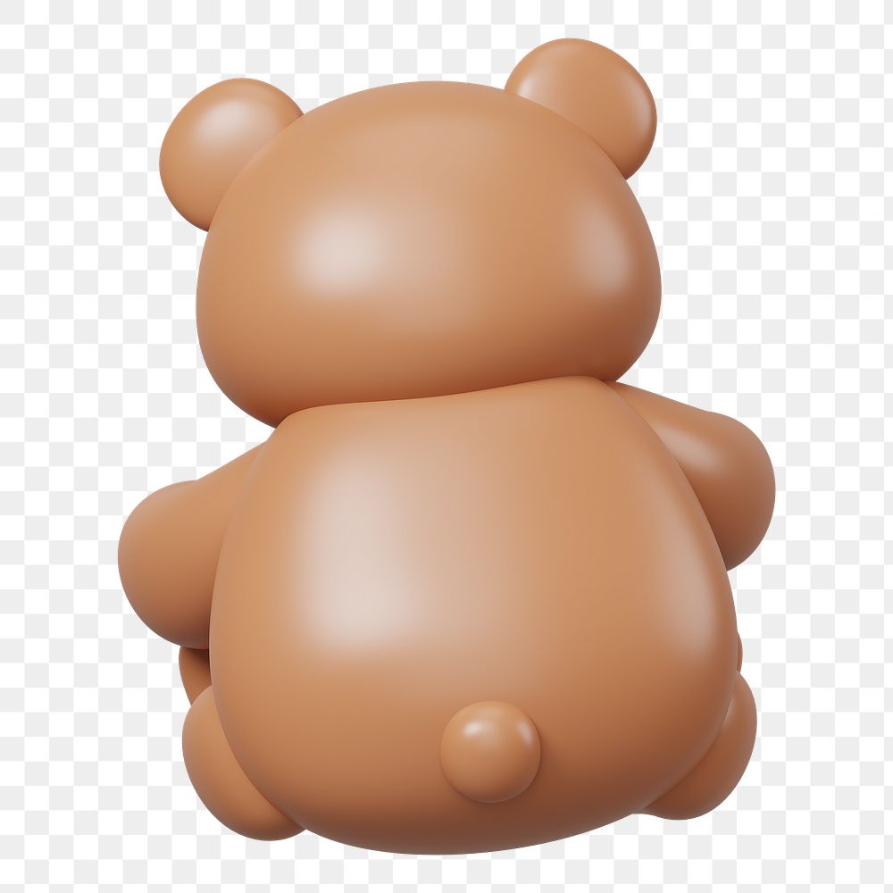 Brown teddy bear png 3D illustration, transparent background