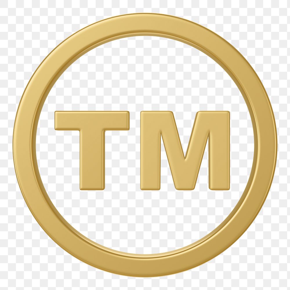 Golden trademark png symbol 3D, transparent background