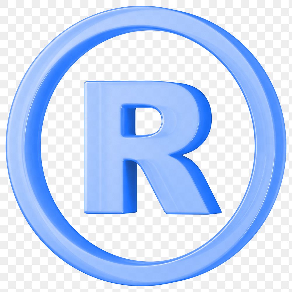 Blue registered trademark png symbol 3D, transparent background