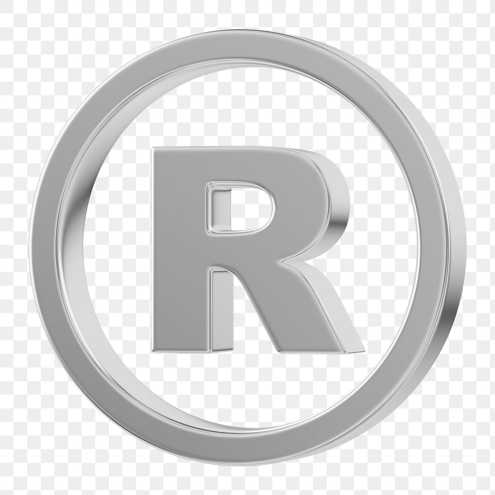 Silver registered trademark png symbol 3D, transparent background