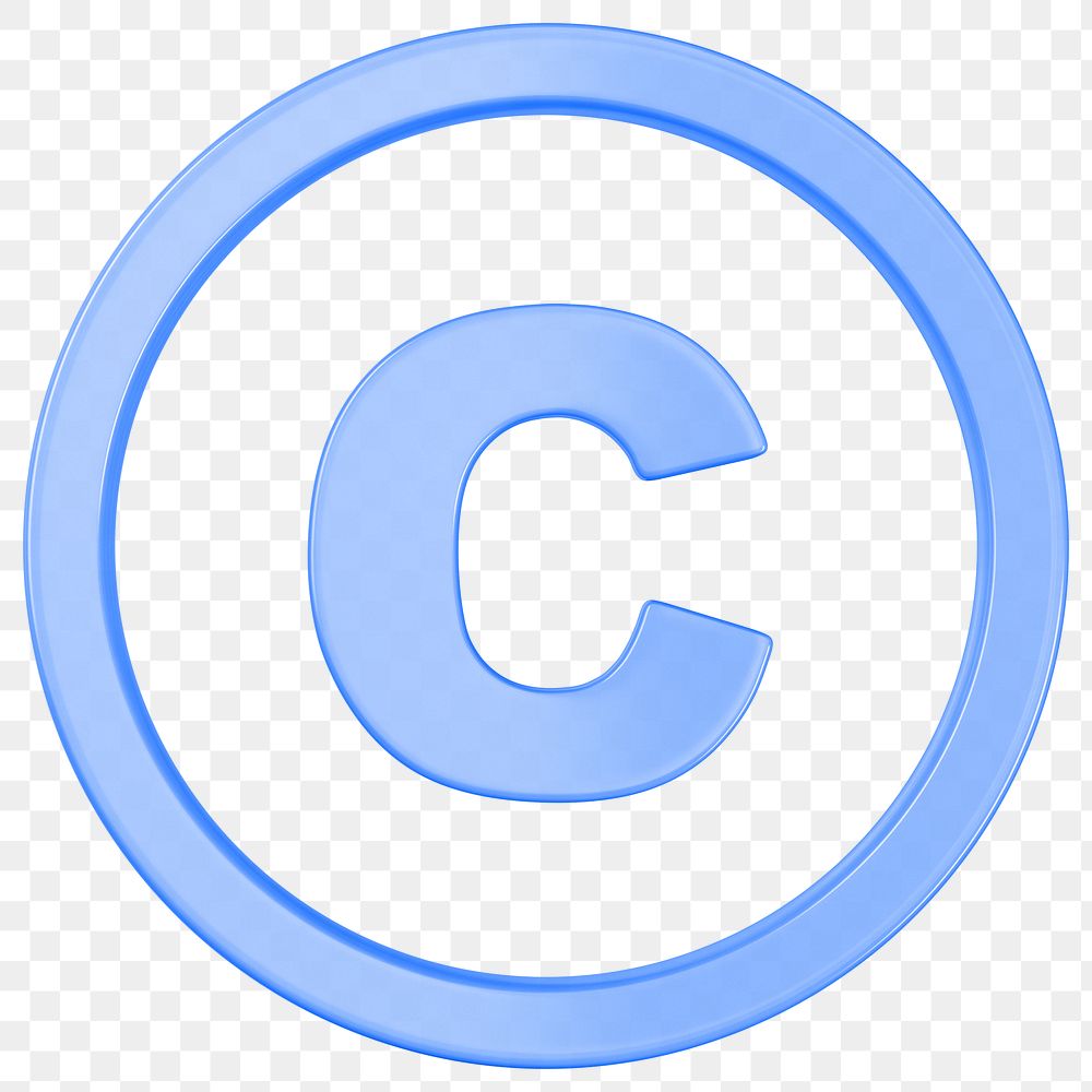 Blue copyright png symbol 3D, transparent background