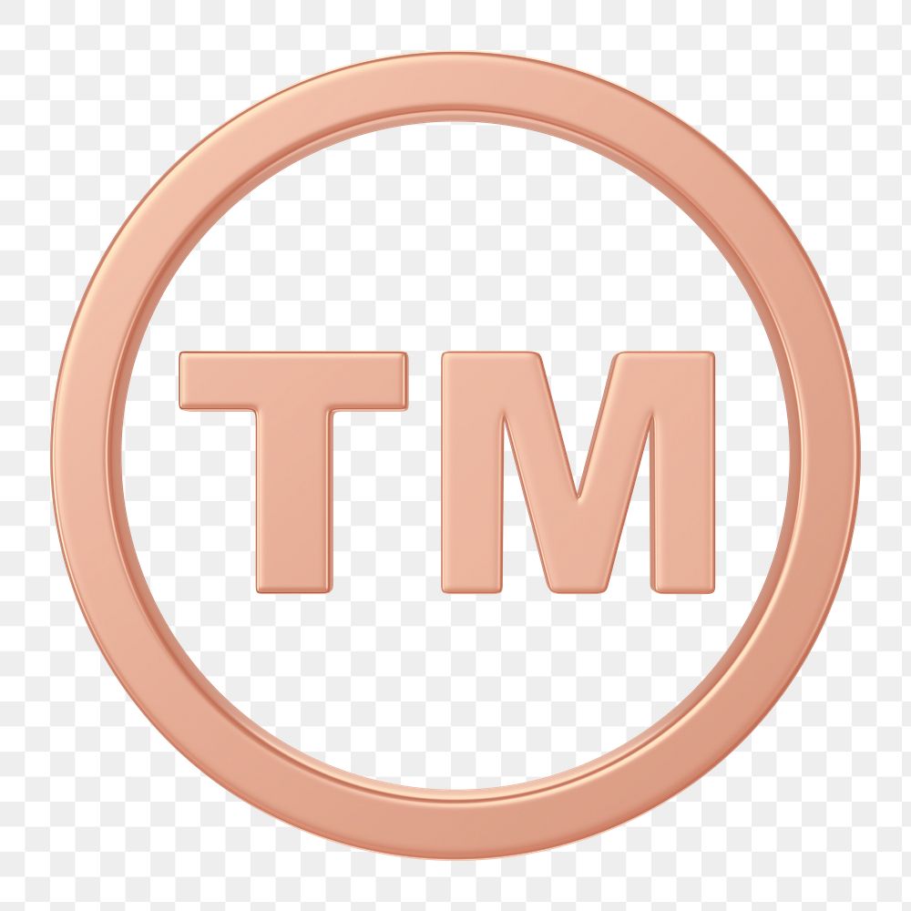 Pink gold trademark png symbol 3D, transparent background
