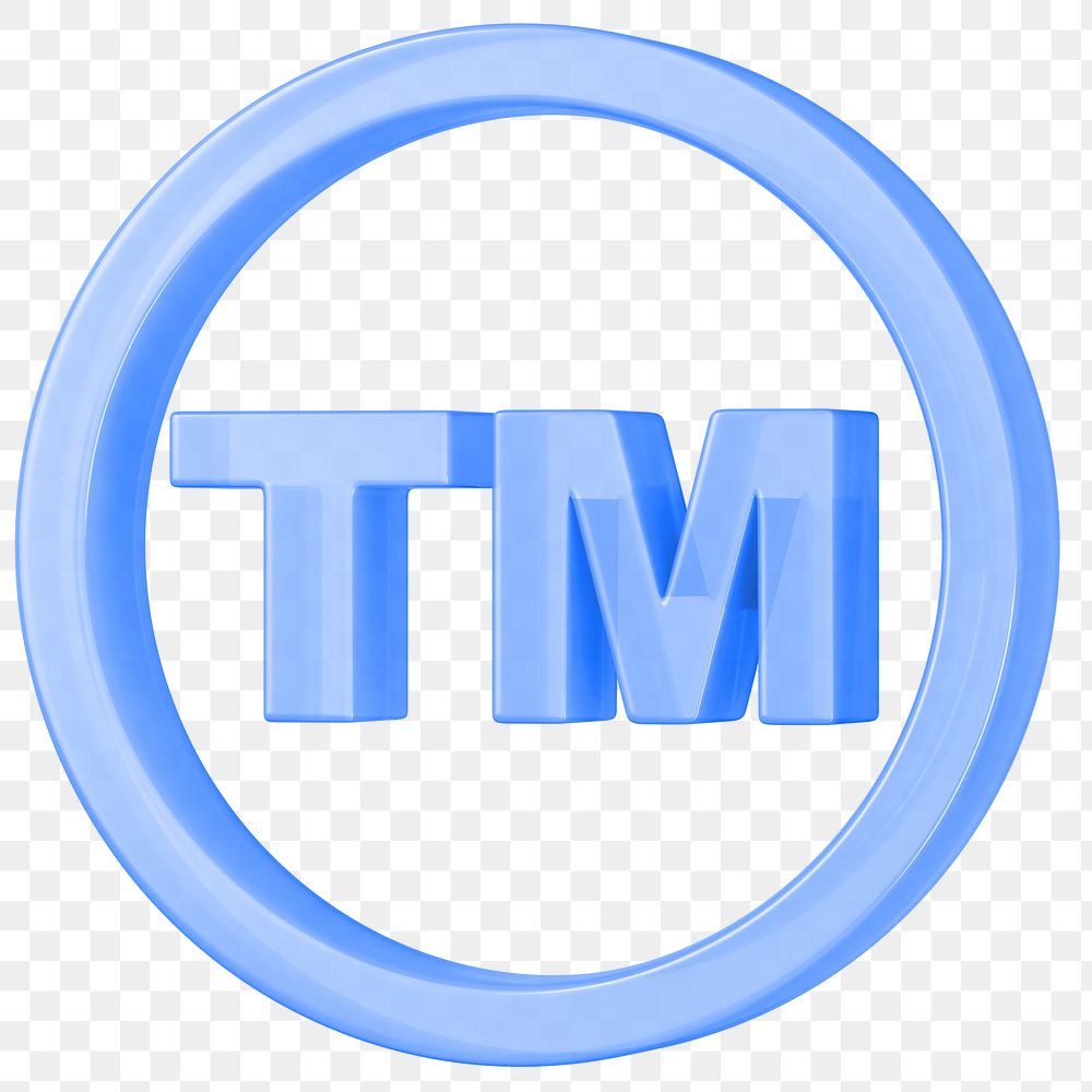 Blue trademark png symbol 3D, transparent background