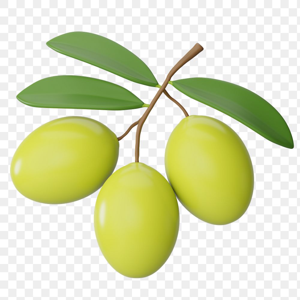 PNG 3D olive fruit, element illustration, transparent background