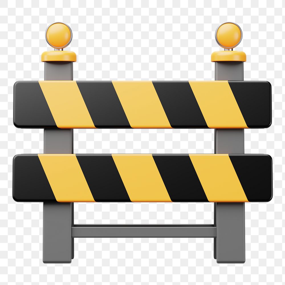 PNG 3D road block barricade, element illustration, transparent background