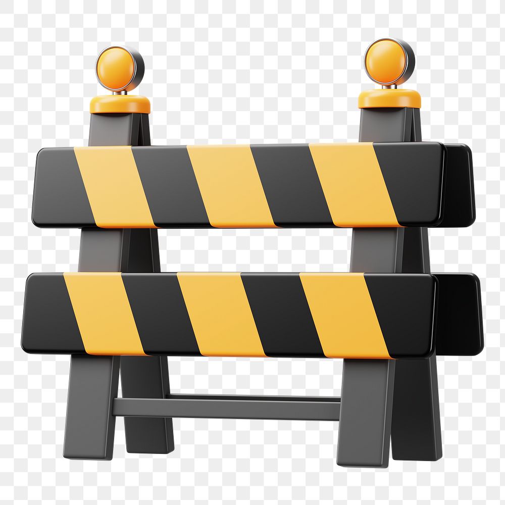 PNG 3D road block barricade, element illustration, transparent background