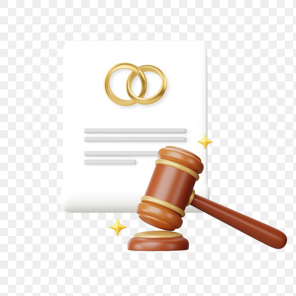 Marriage certificate png, 3D wedding remix, transparent background