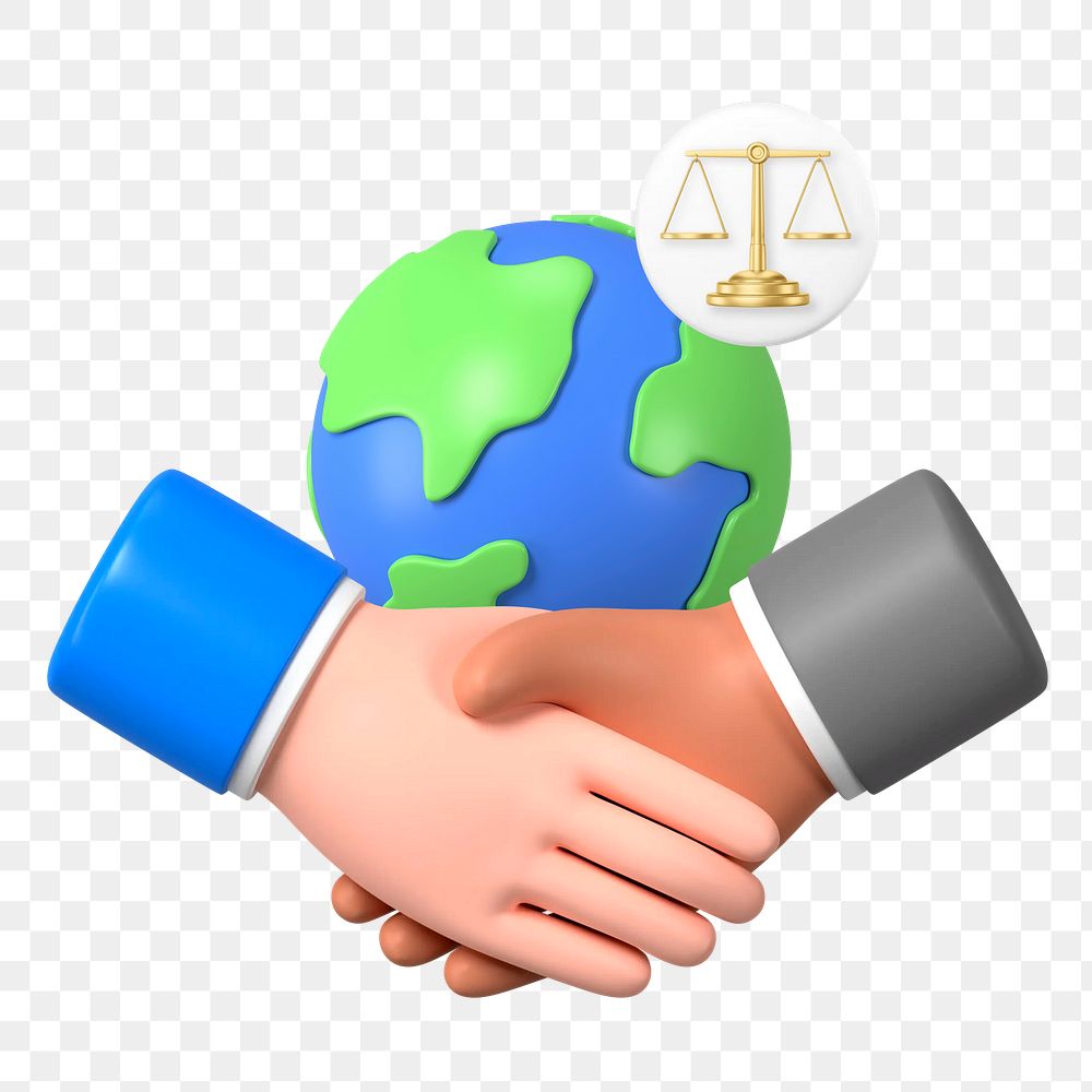 Environmental law png, 3D business handshake remix, transparent background