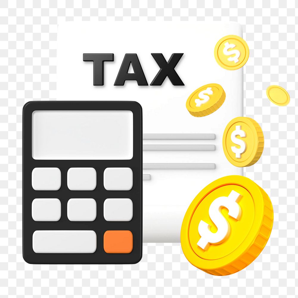 3D tax filing png, calculator, finance remix, transparent background