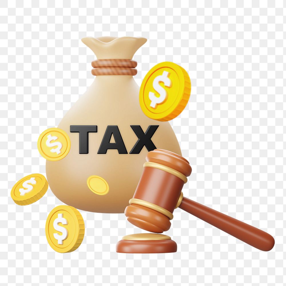 3D tax law png remix, gravel and money illustration, transparent background