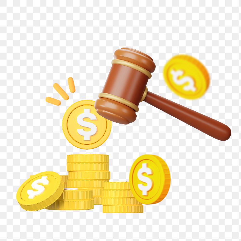 3D tax law png remix, gravel and money illustration, transparent background